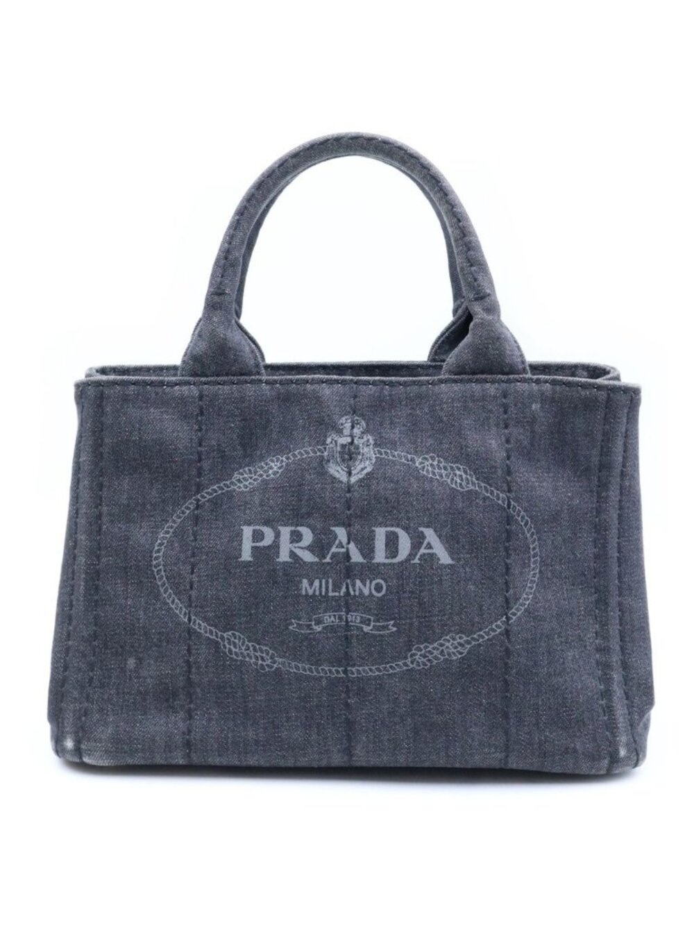 Prada Canapa Mini Denim Handbag Black